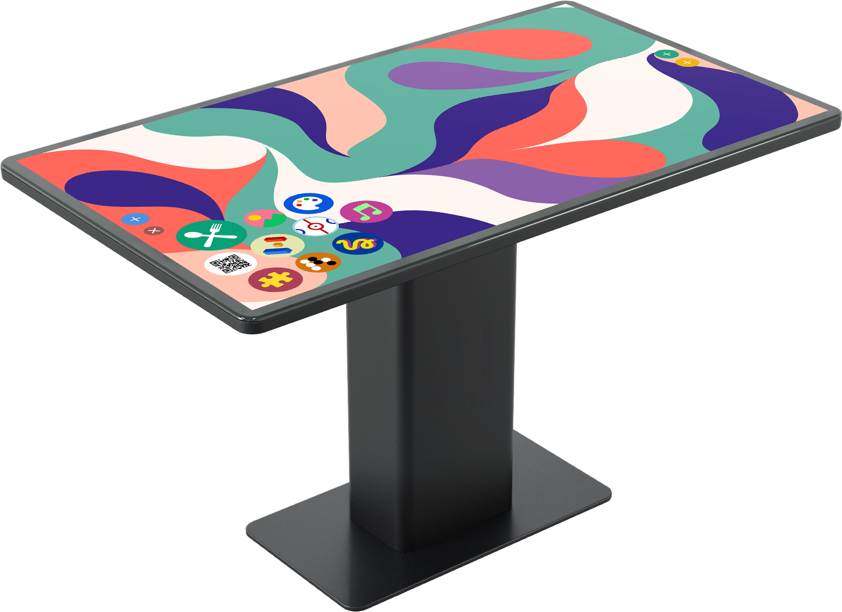Stratton Tech smart table with a colourful touch screen